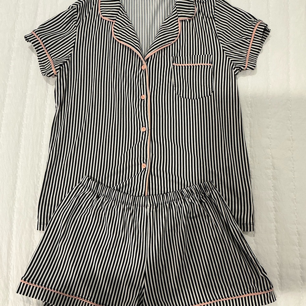Tart Intimates Striped Pajama Set with Pink Accents